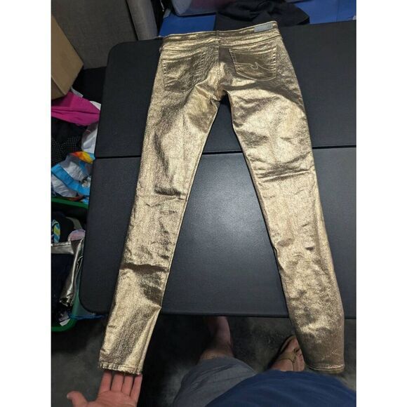 AG Adriano Goldshmeid Skinny Jean in Metallic Gold Women’s 26R - Picture 3 of 8